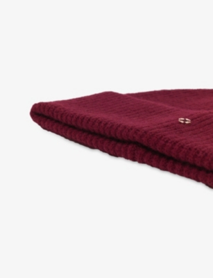 Maje Womens Burgundy Ribbed Wool And Cashmere Beanie Hat In Burgundy