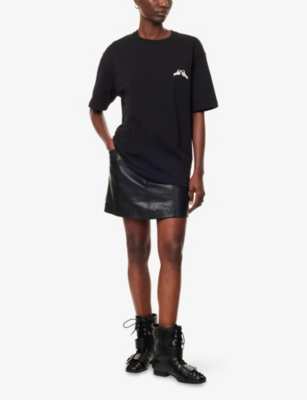 Samsoe & Samsoe Womens Saflorian Graphic-print Cotton-jersey T-shirt To Connect In Black