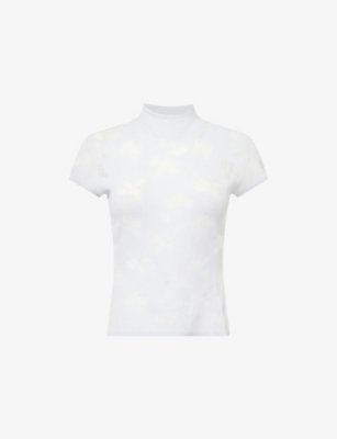 Samsoe & Samsoe Womens Illusion Blue Samarine Cap-sleeves Woven T-shirt Xs In White