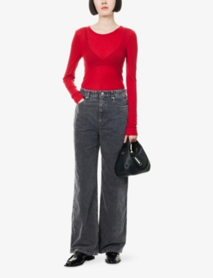 Samsoe & Samsoe Womens Asphalt Sashelly Wide-leg Stretch-cotton Trousers Xs In Black