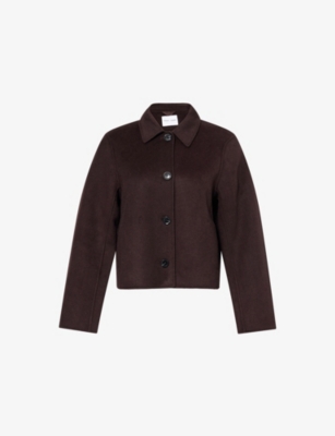 Samsoe & Samsoe Womens Boxy-fit Saholly Wool-blend Jacket Black Coffee In Brown