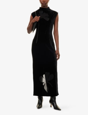 Samsoe & Samsoe Womens Sakalani Sleeveless Velvet Midi Dress Black In Black