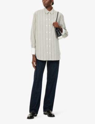 Samsoe & Samsoe Womens Alfalfa St. Salas Striped Cotton-poplin Shirt In Neutral