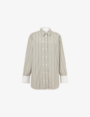 Samsoe & Samsoe Womens Alfalfa St. Salas Striped Cotton-poplin Shirt In Neutral
