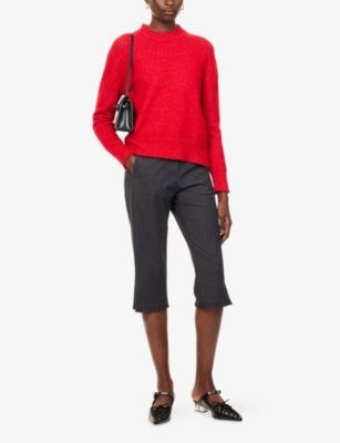 Samsoe & Samsoe Womens Haute Red Anour On Round-neck Stretch-wool Blend Jumper Xs In Red