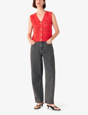 Whistles Omens  Pointelle V-neck Button-down Cotton Tank