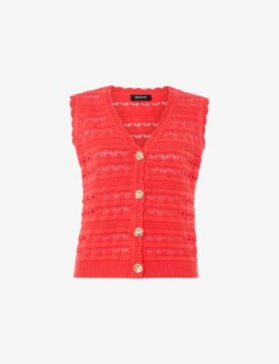 Whistles Omens  Pointelle V-neck Button-down Cotton Tank