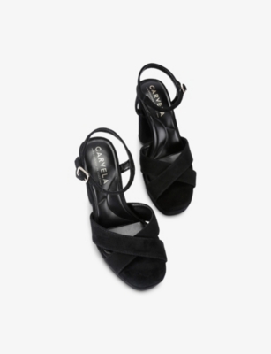 Carvela Womens Black/comb Cinzia Suede Platform Sandals Eur 37 / 4 Uk In Black