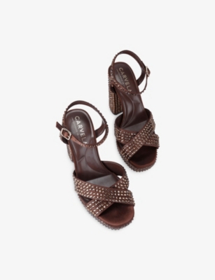 Carvela Womens Cinzia Suede Platform Sandals Brown Eur 37 / 4 Uk In Brown