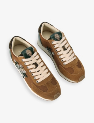 Kurt Geiger Womens Brown/oth Islington Embellished Woven Trainers Eur 39 / 6 Uk In Brown