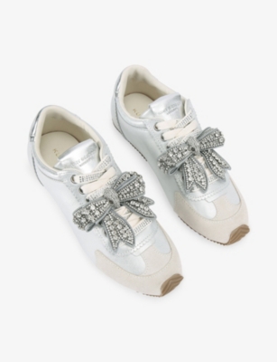 Kurt Geiger Islington Bow Embellished Sneakers In Silver