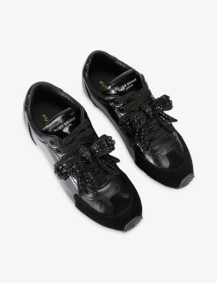 Kurt Geiger Womens Black Islington Bow Leather Trainers Eur 40 / 7 Uk In Black