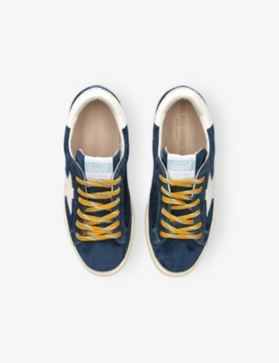 Golden Goose Low-top May Sneakers In Blue Suede And White Leather In Blue