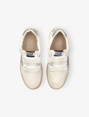 Golden Goose Ballstar Strap Nappa Upper Glitter Star And Heel In White