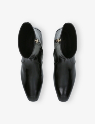 Khaite Glossy Enameled Leather Boot In Animal Print
