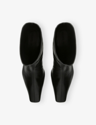 Khaite Ona Leather Stiletto Ankle Boots In Black