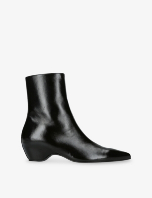Khaite Leather Sybil Ankle Boots 40 In Black
