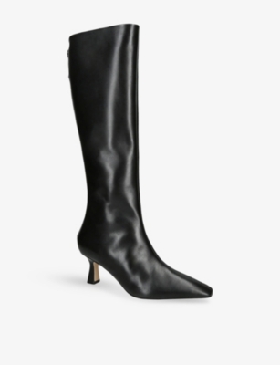 Aeyde Womens Black Klea 65 Knee-high Leather Boots Eur 40 / 7 Uk In Black