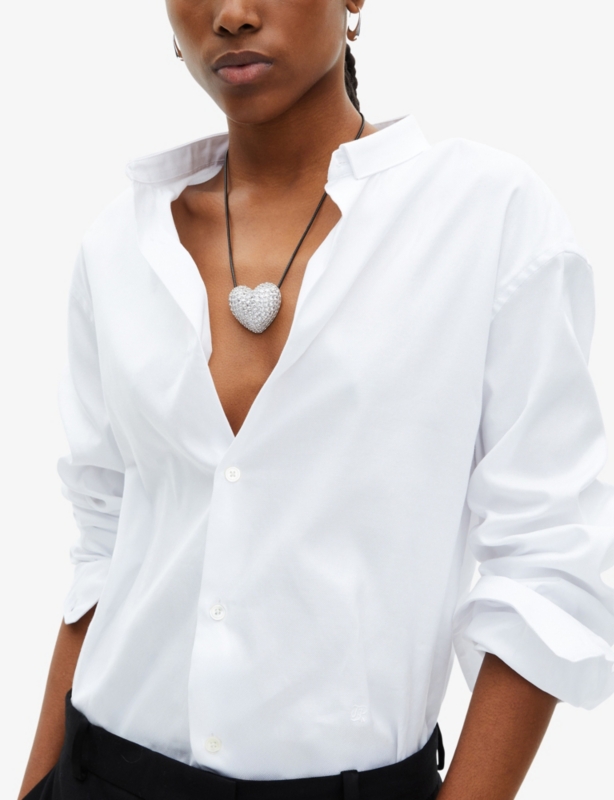 Rhinestone-Heart Rope Necklace