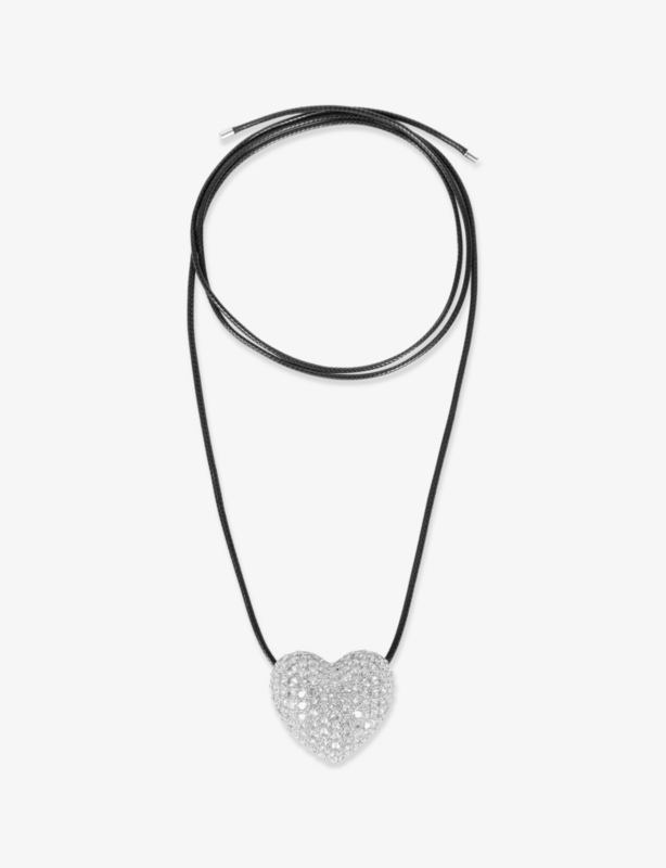 Rhinestone-Heart Rope Necklace