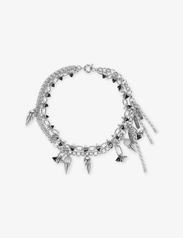 2-Row Spiked Brass Necklace