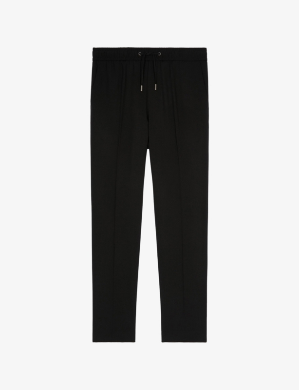 Elasticated-Waist Straight-Leg Stretch-Wool Trousers