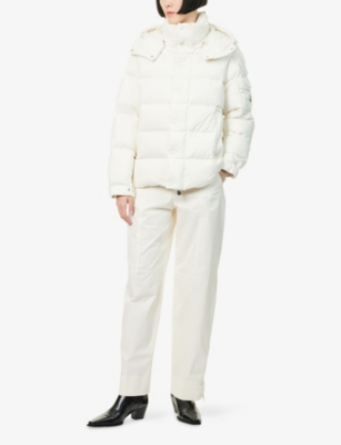 Moncler Womens Natural Maya Hooded Shell-down Jacket Xs In White
