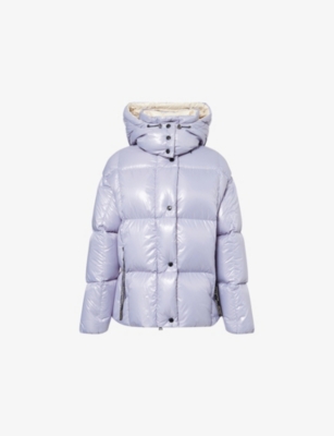 Moncler Womens Light Blue Parana Hooded Shell-down Jacket In Multi
