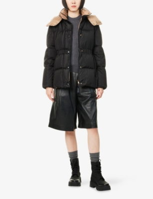 Moncler Womens Black Agneux Hooded Shell-down Jacket In Black