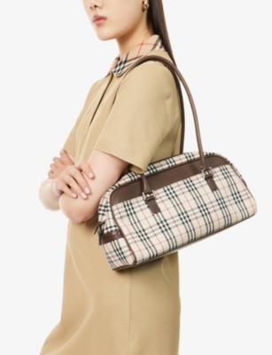 RESELFRIDGES: Pre-Loved Burberry Check Canvas Shoulder Bag
