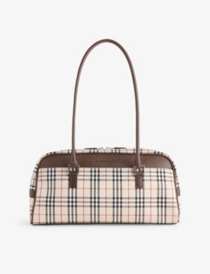 RESELFRIDGES: Pre-Loved Burberry Check Canvas Shoulder Bag