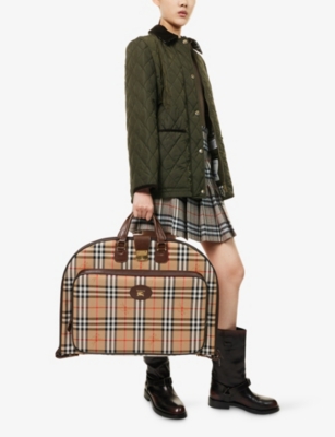 RESELFRIDGES: Pre-Loved Burberry Coated-Canvas Check Garment Bag