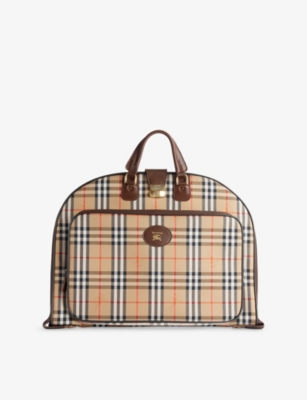 RESELFRIDGES: Pre-Loved Burberry Coated-Canvas Check Garment Bag