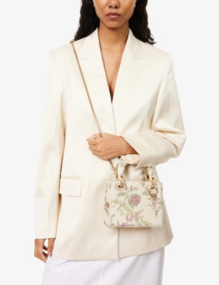 RESELFRIDGES: Pre-Loved Lady Dior Floral Mini Woven Cross Body Bag