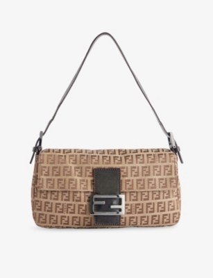 RESELFRIDGES: Pre-Loved Fendi Zucchino Baguette Canvas Shoulder Bag