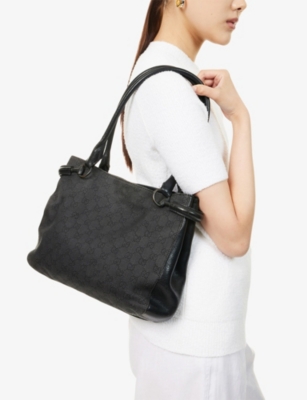 RESELFRIDGES: Pre-Loved Gucci Canvas Shoulder Bag