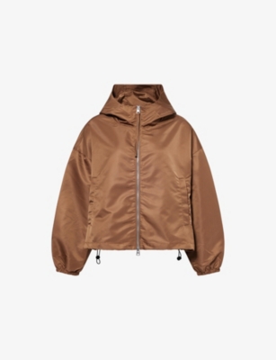 Citizen Of Humanity Womens Brown Hooded Crop Shell Windbreaker Jacket Xs In Brown