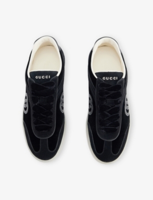 Gucci Women Black Velvet Sneakers In Black