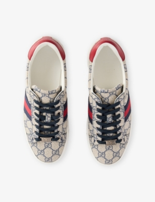 Gucci Ace Monogram Canvas Low-top Sneakers In Blue