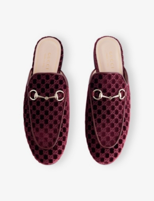 Gucci Womens New Vineyard Princetown Gg Velvet Mules Eur 37 / 4 Uk In Multi