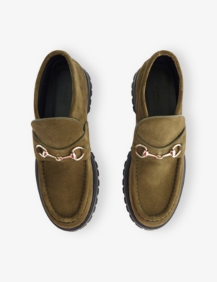 Gucci Sylke Suede Horsebit Booties In Green