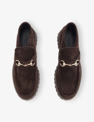 Gucci Women Horsebit Suede Ankle Boots In Brown
