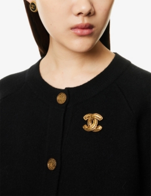 RESELFRIDGES: Pre-Loved Chanel Gold-Tone Quilted Metal Brooch