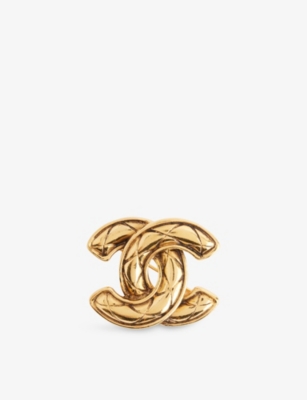 RESELFRIDGES: Pre-Loved Chanel Gold-Tone Quilted Metal Brooch