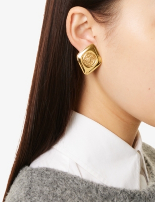 RESELFRIDGES: Pre-Loved Chanel CC Gold-Plated Metal Clip-On Earrings
