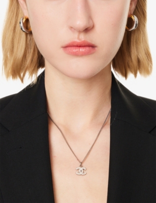 RESELFRIDGES: Pre-Loved Chanel Logo 925 Sterling Silver Pendant Necklace