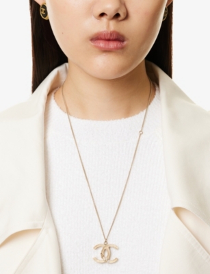 RESELFRIDGES: Pre-Loved Chanel Crystal And Gold-Plated Crystal Metal Pendant Necklace