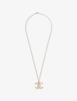 RESELFRIDGES: Pre-Loved Chanel Crystal And Gold-Plated Crystal Metal Pendant Necklace