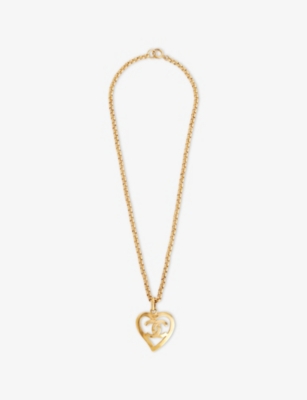 RESELFRIDGES: Pre-Loved Chanel Heart Gold-Plated Metal Pendant Necklace
