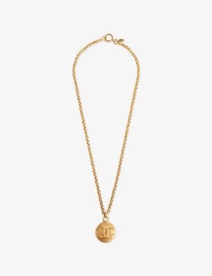 RESELFRIDGES: Pre-Loved Chanel Circle Gold-Plated Metal Pendant Necklace